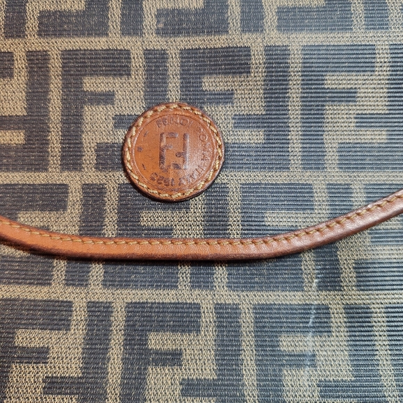 Vintage Fendi Zucca Canvas Leather Half-moon Crossbody Bag - Picture 2 of 15